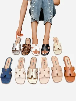 Royalfashion Damskie klapki na płaskiej podeszwie Eval