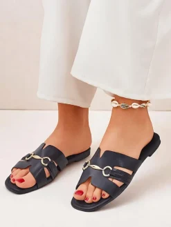 Royalfashion Damskie klapki na płaskiej podeszwie Lina