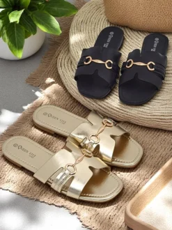 Royalfashion Damskie klapki na płaskiej podeszwie Lina