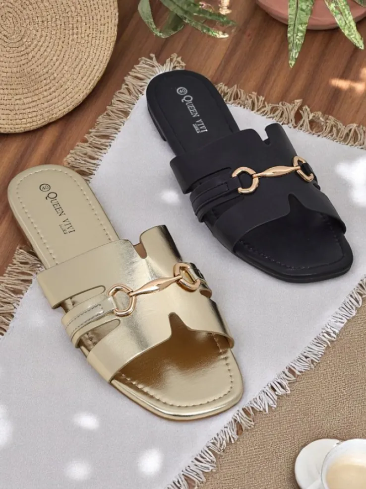 Royalfashion Damskie klapki na płaskiej podeszwie Lina