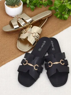 Royalfashion Damskie klapki na płaskiej podeszwie Lina