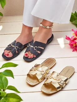 Royalfashion Damskie klapki na płaskiej podeszwie Lina