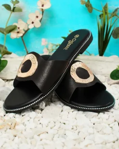 Royalfashion Damskie klapki na płaskiej podeszwie Olerna