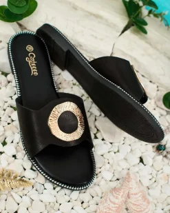 Royalfashion Damskie klapki na płaskiej podeszwie Olerna