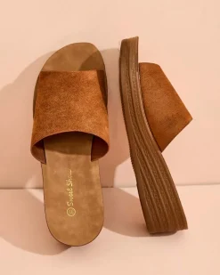 Royalfashion Damskie klapki na niskim koturnie Saffil