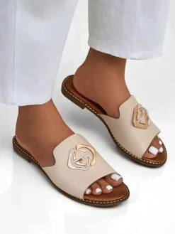 Royalfashion Damskie klapki na płaskiej podeszwie Goldie Spark