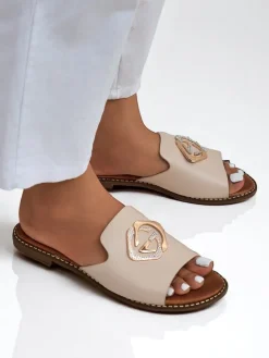 Royalfashion Damskie klapki na płaskiej podeszwie Goldie Spark