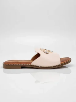 Royalfashion Damskie klapki na płaskiej podeszwie Goldie Spark