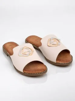 Royalfashion Damskie klapki na płaskiej podeszwie Goldie Spark