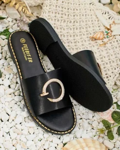 Royalfashion Damskie klapki na płaskiej podeszwie Omerta