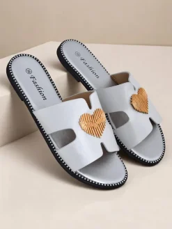 Royalfashion Damskie klapki na płaskiej podeszwie Heart Chic