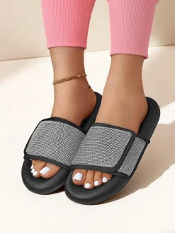 Royalfashion Damskie klapki na płaskiej podeszwie Sparkle Step