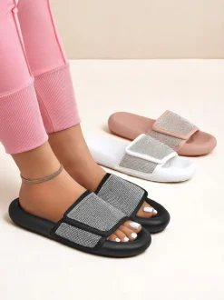 Royalfashion Damskie klapki na płaskiej podeszwie Sparkle Step