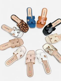 Royalfashion Damskie klapki na płaskiej podeszwie Eval