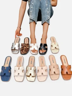 Royalfashion Damskie klapki na płaskiej podeszwie Eval