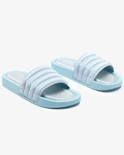 Royalfashion Damskie klapki w paski w niebieskim kolorze Lenira