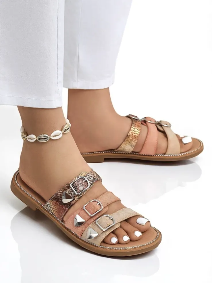 Royalfashion Damskie klapki na płaskiej podeszwie Snake Chic