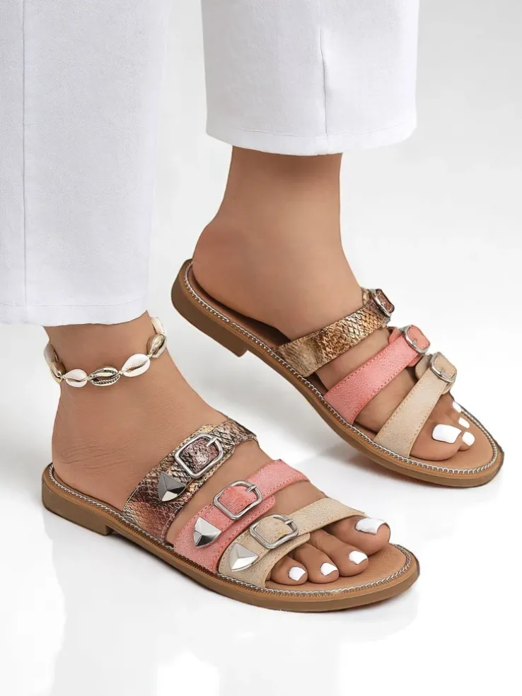 Royalfashion Damskie klapki na płaskiej podeszwie Snake Chic