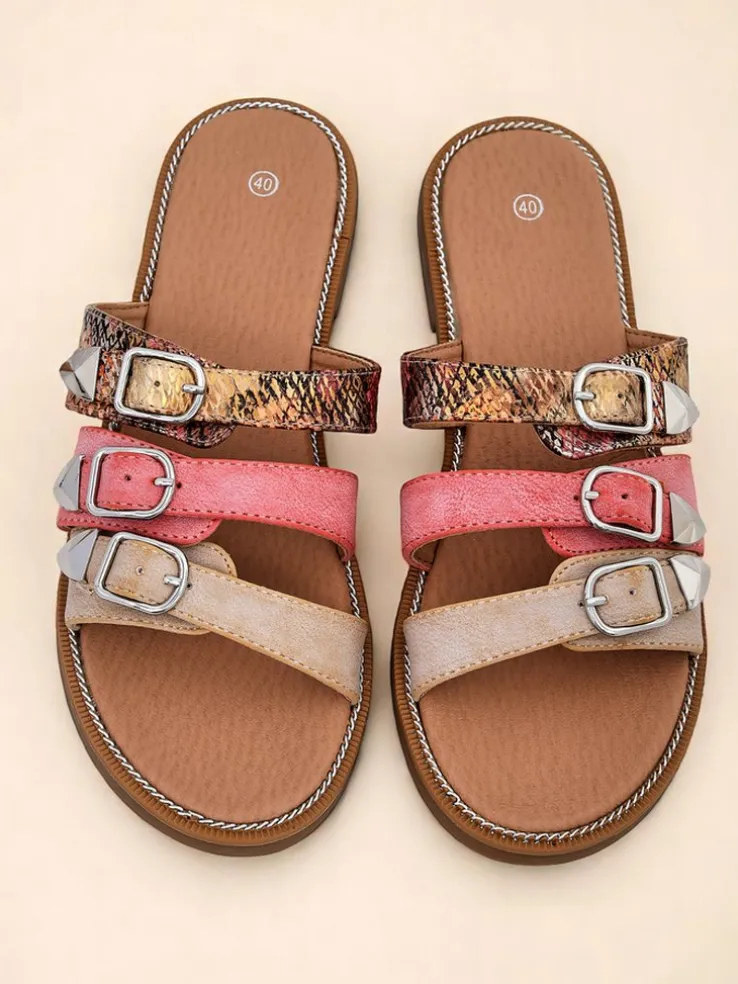 Royalfashion Damskie klapki na płaskiej podeszwie Snake Chic