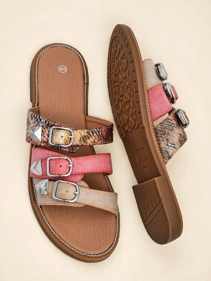 Royalfashion Damskie klapki na płaskiej podeszwie Snake Chic