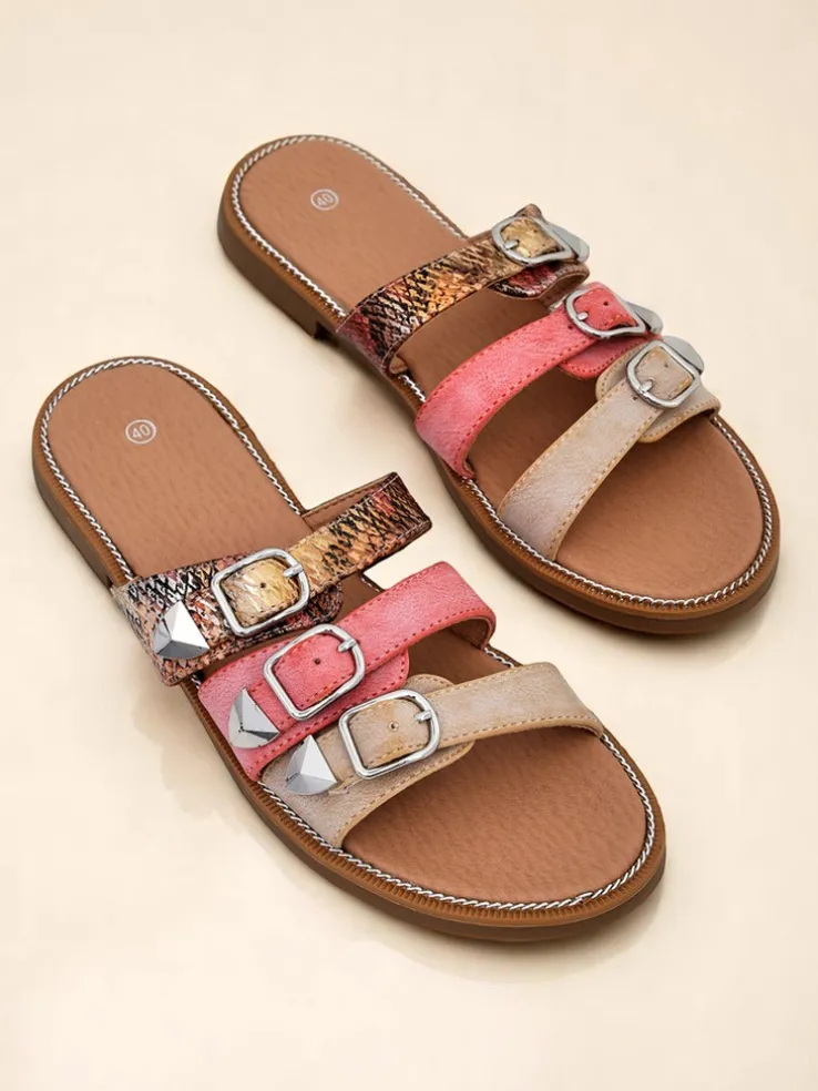 Royalfashion Damskie klapki na płaskiej podeszwie Snake Chic