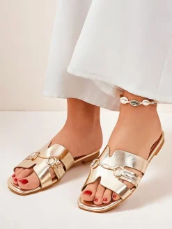 Royalfashion Damskie klapki na płaskiej podeszwie Lina