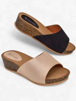 Royalfashion Damskie klapki na niskim koturnie Maderas