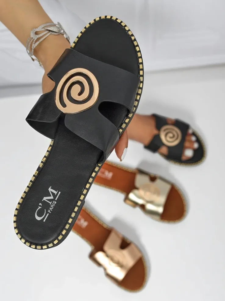 Royalfashion Damskie klapki na płaskiej podeszwie Glam Bliss