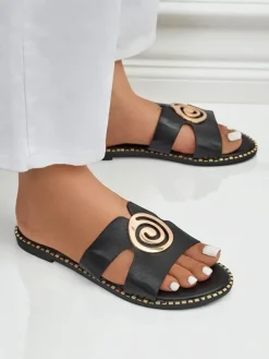 Royalfashion Damskie klapki na płaskiej podeszwie Glam Bliss