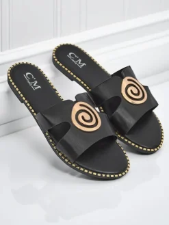 Royalfashion Damskie klapki na płaskiej podeszwie Glam Bliss