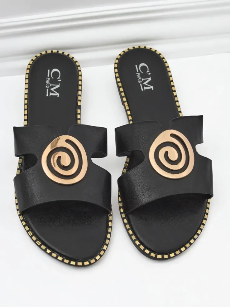 Royalfashion Damskie klapki na płaskiej podeszwie Glam Bliss