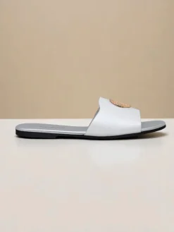 Royalfashion Damskie klapki na płaskiej podeszwie Golden Slip