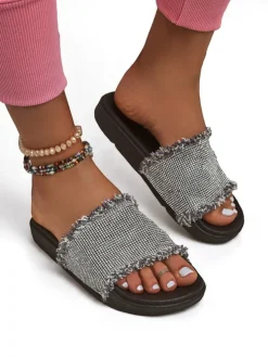 Royalfashion Damskie klapki na płaskiej podeszwie SparkleWalk