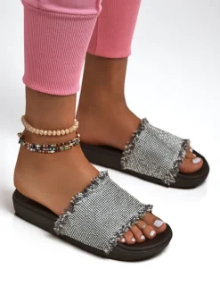 Royalfashion Damskie klapki na płaskiej podeszwie SparkleWalk