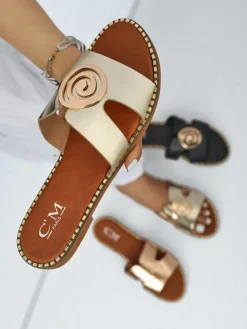 Royalfashion Damskie klapki na płaskiej podeszwie Glam Bliss