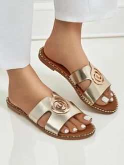 Royalfashion Damskie klapki na płaskiej podeszwie Glam Bliss