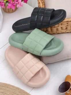 Royalfashion Damskie klapki na płaskiej podeszwie Quilt Walk