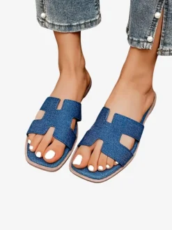 Royalfashion Damskie klapki na płaskiej podeszwie Eval