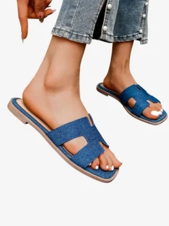 Royalfashion Damskie klapki na płaskiej podeszwie Eval