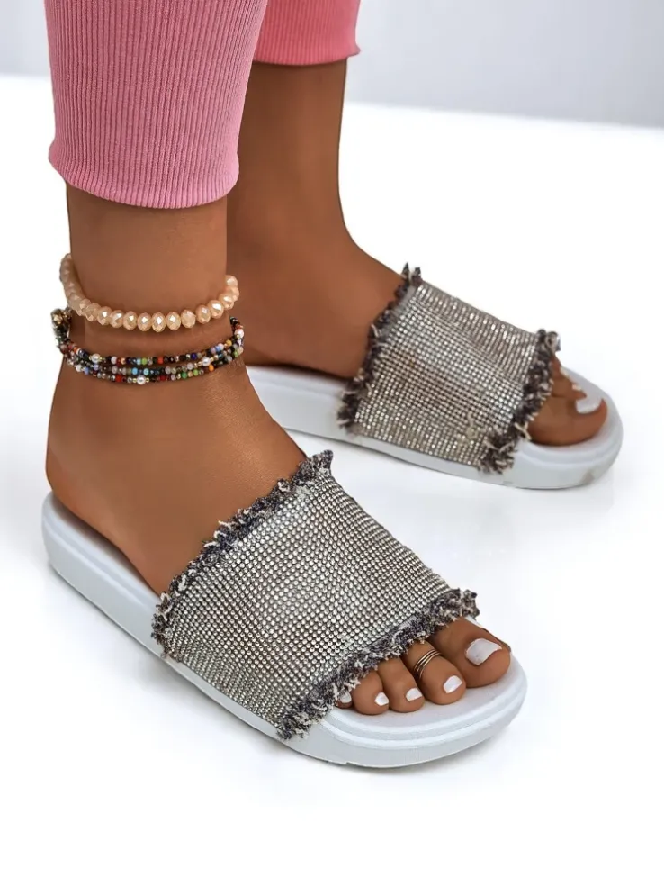 Royalfashion Damskie klapki na płaskiej podeszwie SparkleWalk