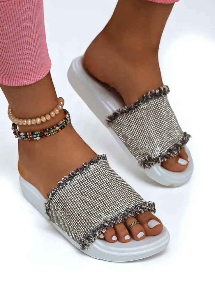 Royalfashion Damskie klapki na płaskiej podeszwie SparkleWalk