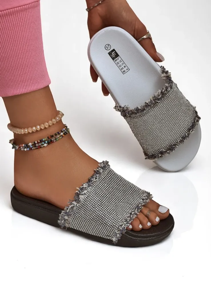 Royalfashion Damskie klapki na płaskiej podeszwie SparkleWalk