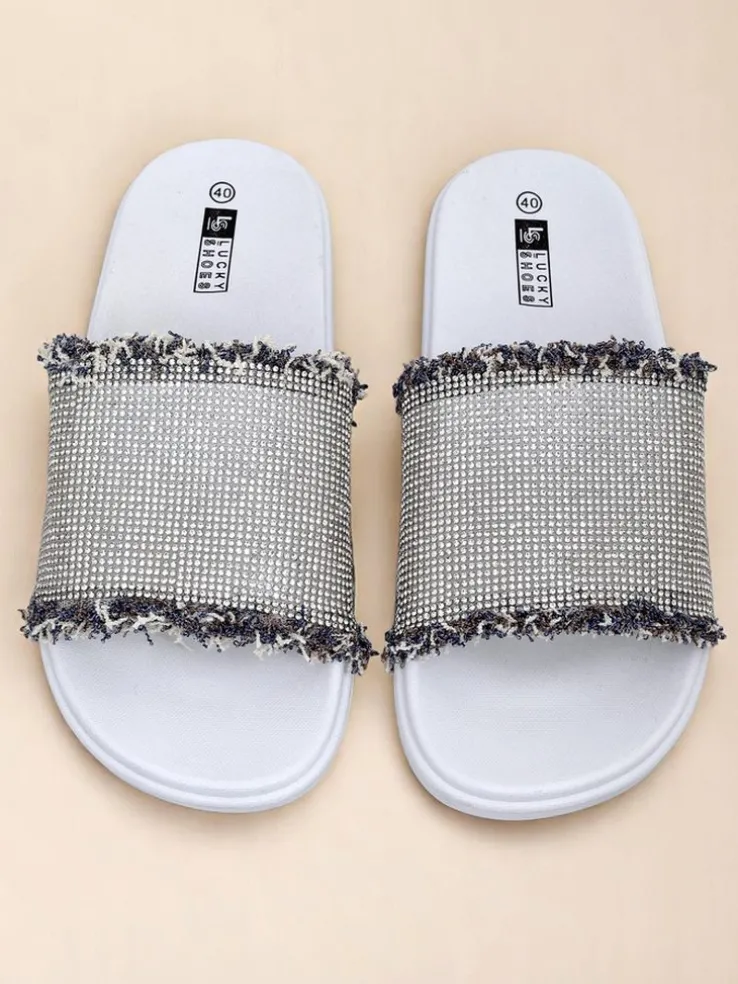 Royalfashion Damskie klapki na płaskiej podeszwie SparkleWalk