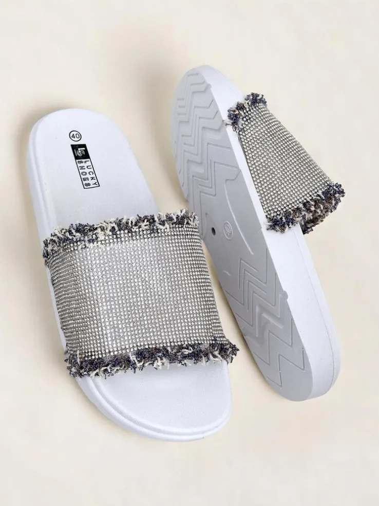 Royalfashion Damskie klapki na płaskiej podeszwie SparkleWalk