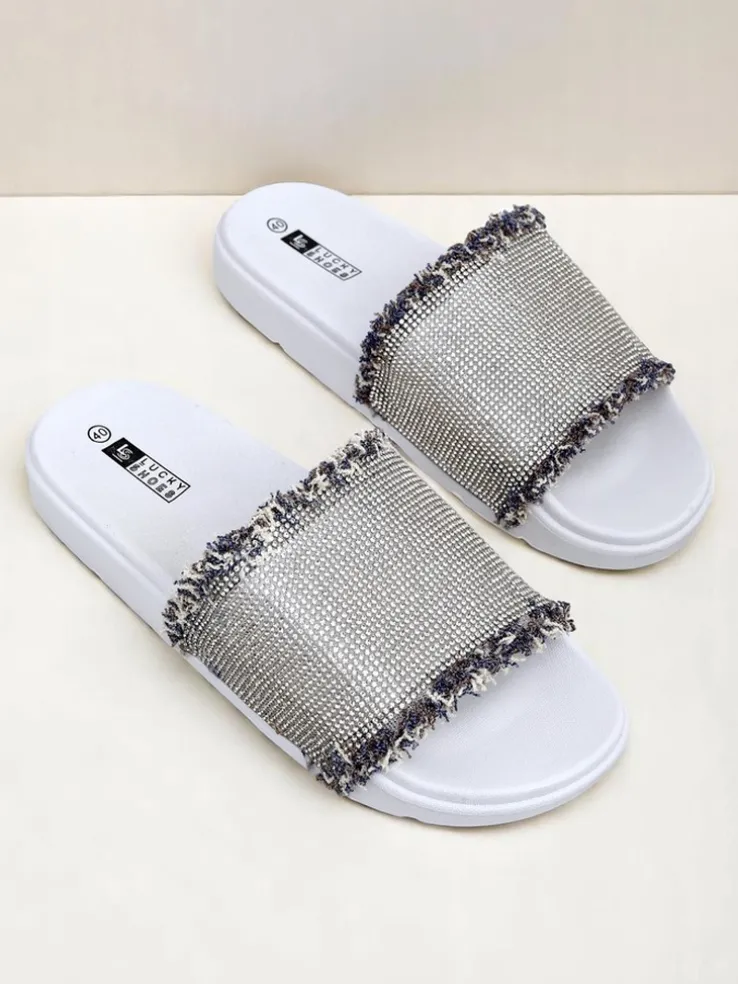 Royalfashion Damskie klapki na płaskiej podeszwie SparkleWalk