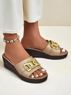 Royalfashion Damskie klapki na koturnie Nolia