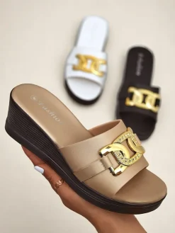 Royalfashion Damskie klapki na koturnie Nolia