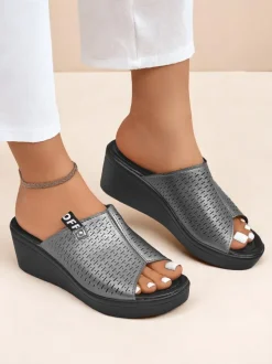 Royalfashion Damskie klapki na koturnie Luna Wedge