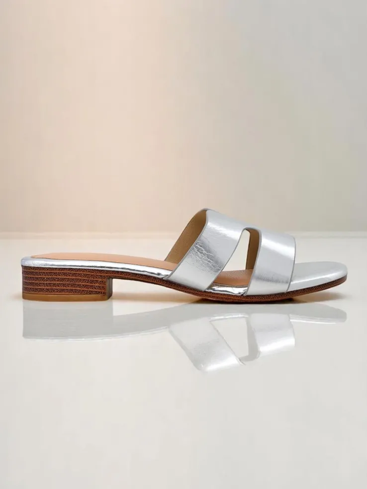 Royalfashion Damskie klapki na płaskiej podeszwie SilverEase