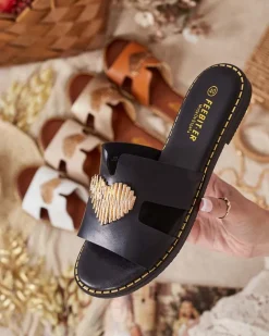 Royalfashion Damskie klapki na płaskiej podeszwie Ortyca